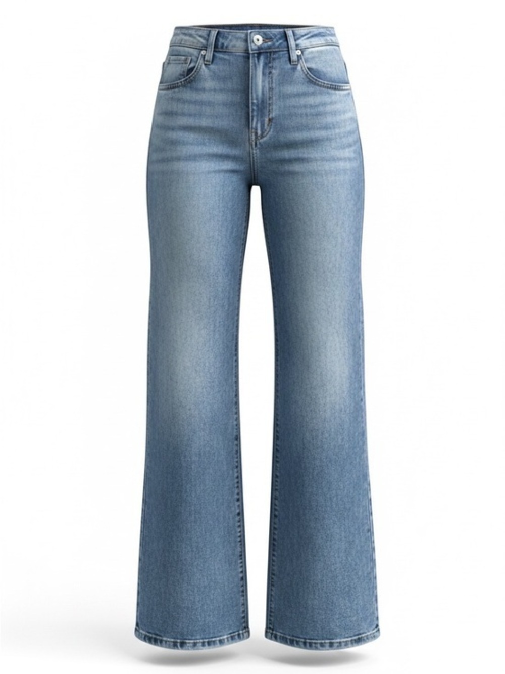 Mid-Rise Wide-Leg Jeans in Faded Blue